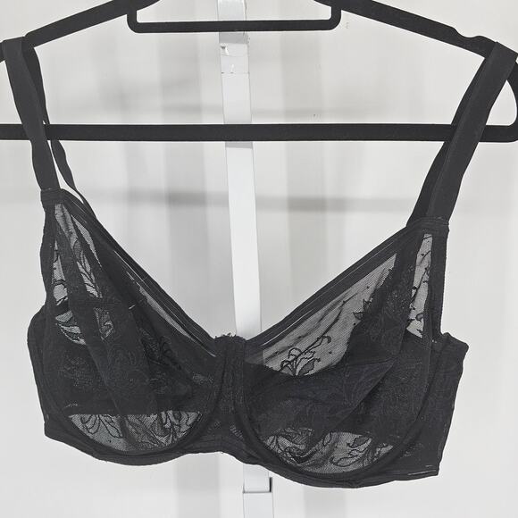 Wacoal Net Effect Semi-Sheer Embroidered Mesh Bra 851340 Black Size 38DDD - Picture 1 of 4